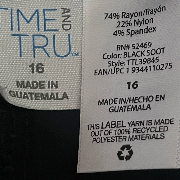 Time & Tru Black Pants Sz 16 - Picture 8 of 8